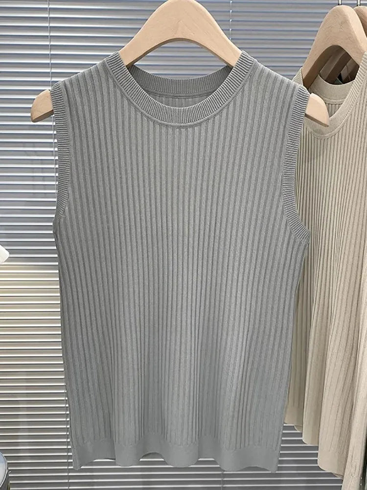 Tanks Top Women Sleeveless Knitted T-Shirts