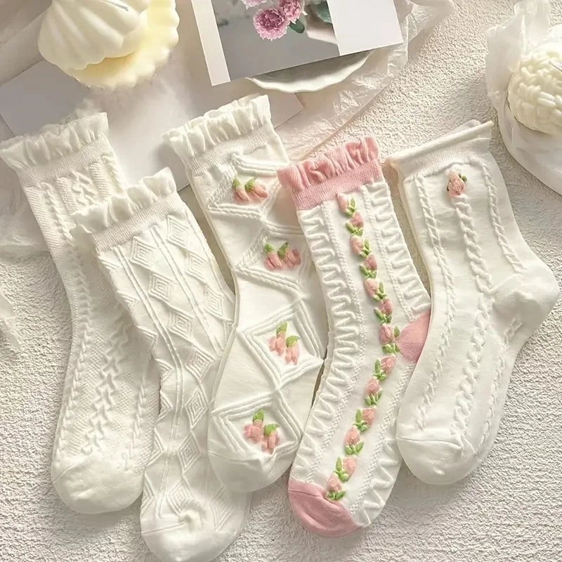 Cute Lace Mid Tube Socks