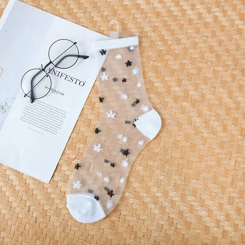 New WOMEN'S Socks Fashion Tulle Mesh Glass