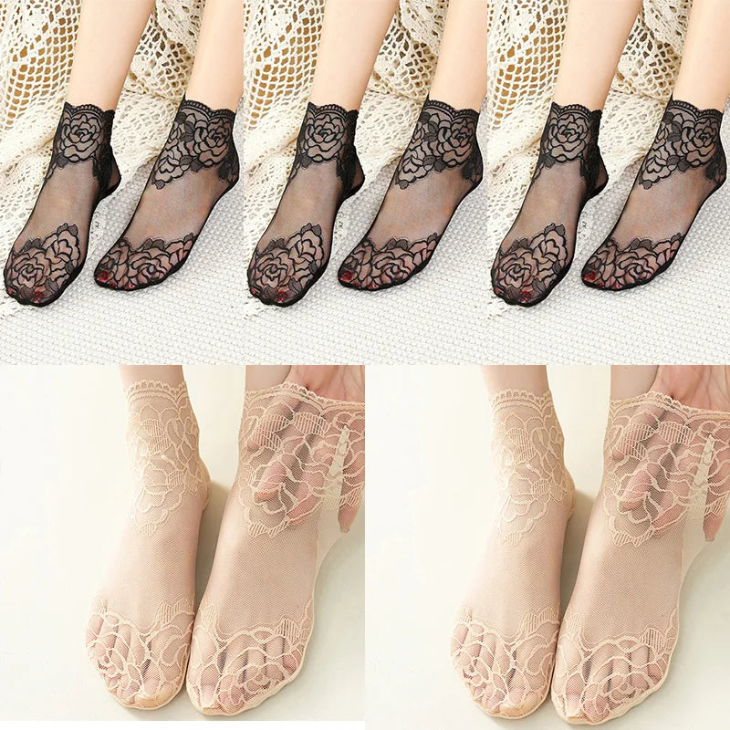 Lot Lolita Women Invisible Lace Socks