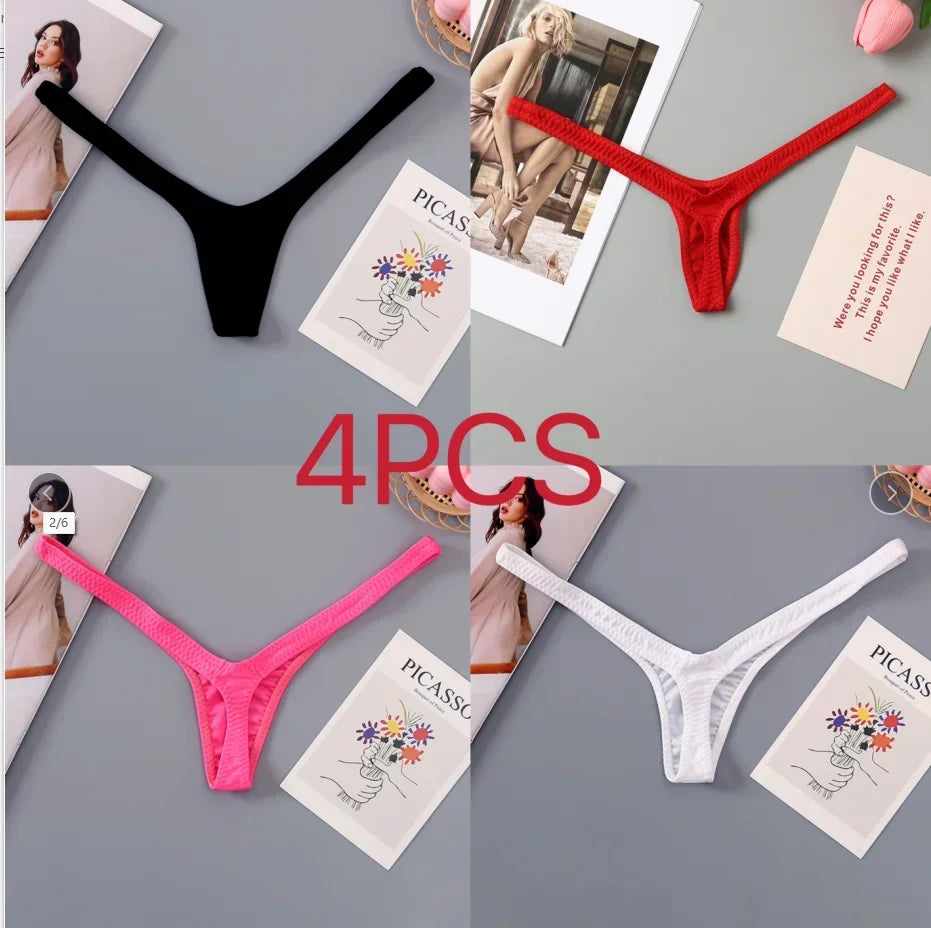 2/4pcs New Deep V Thong Women Underwear