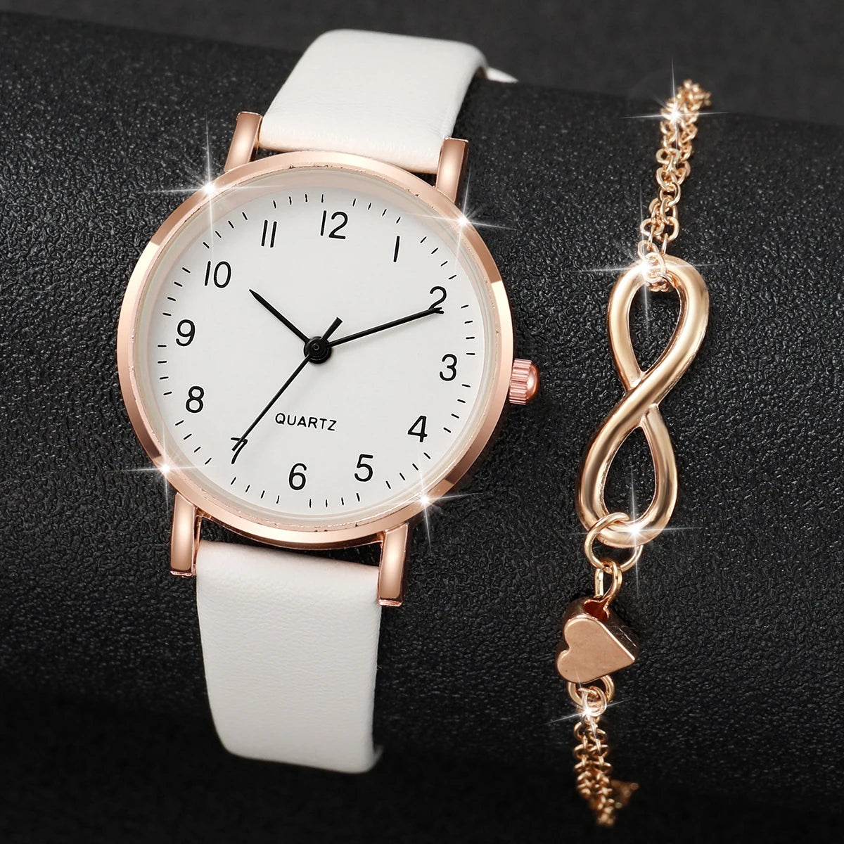 Quartz Watches Gold Heart Bracelet Set