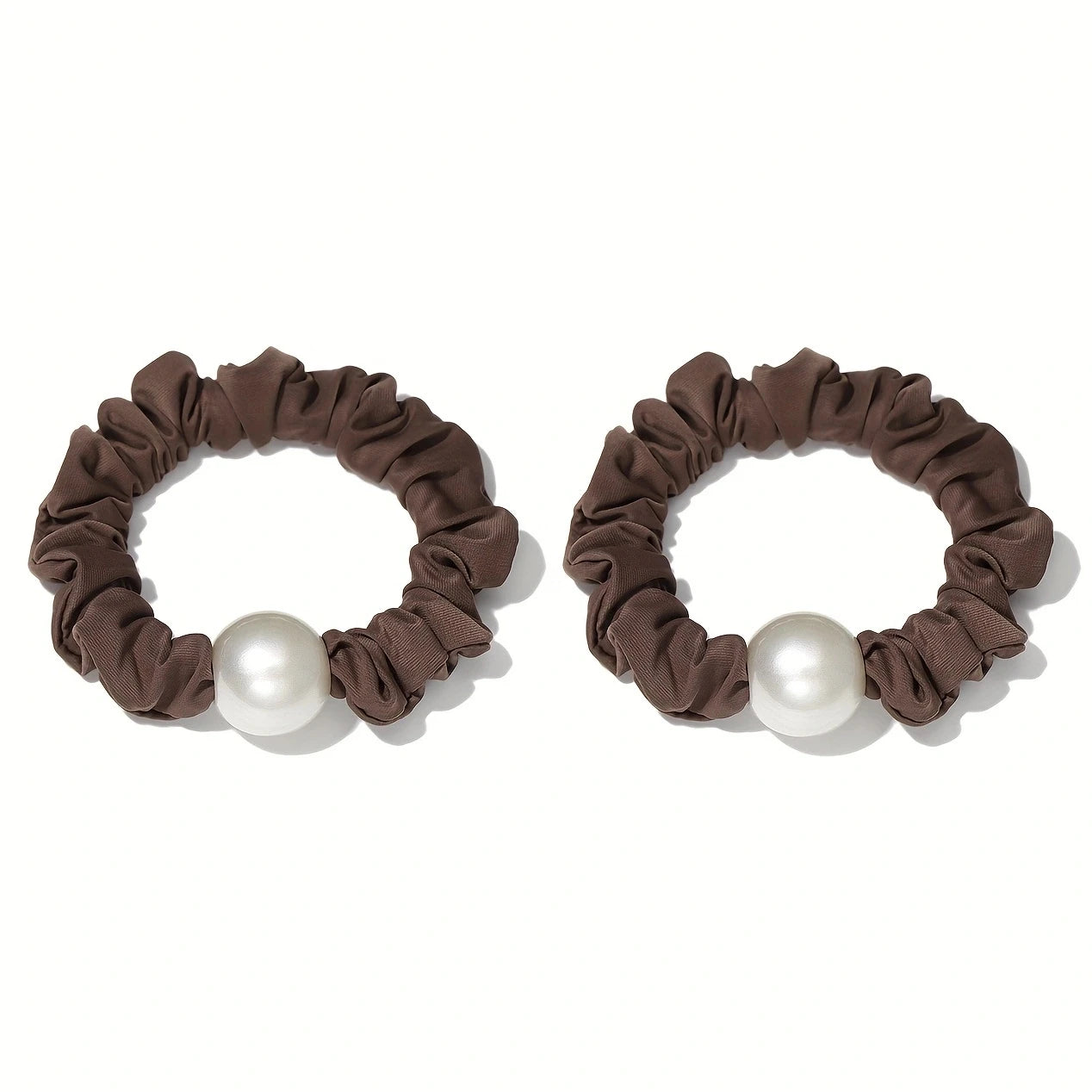 2pcs/set Pearl Skinny Scrunchies Hair Tie
