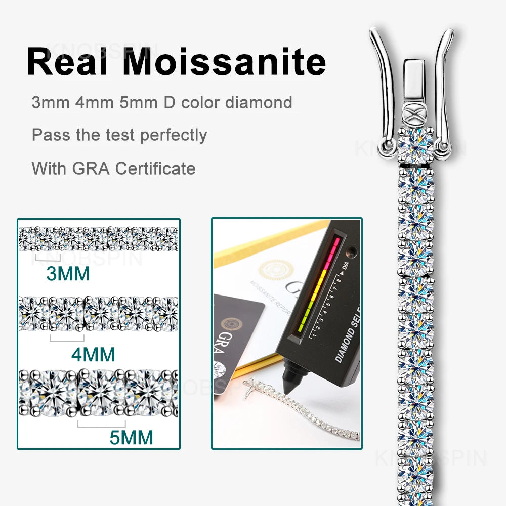 3mm 4mm Moissanite Tennis Bracelet Full Diamond