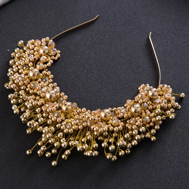 White Pearl Bridal Headband Accessories Diamonds