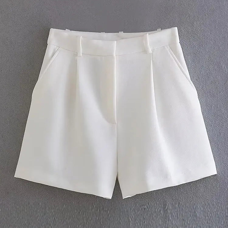 Front Zipper Shorts Vintage High Waist