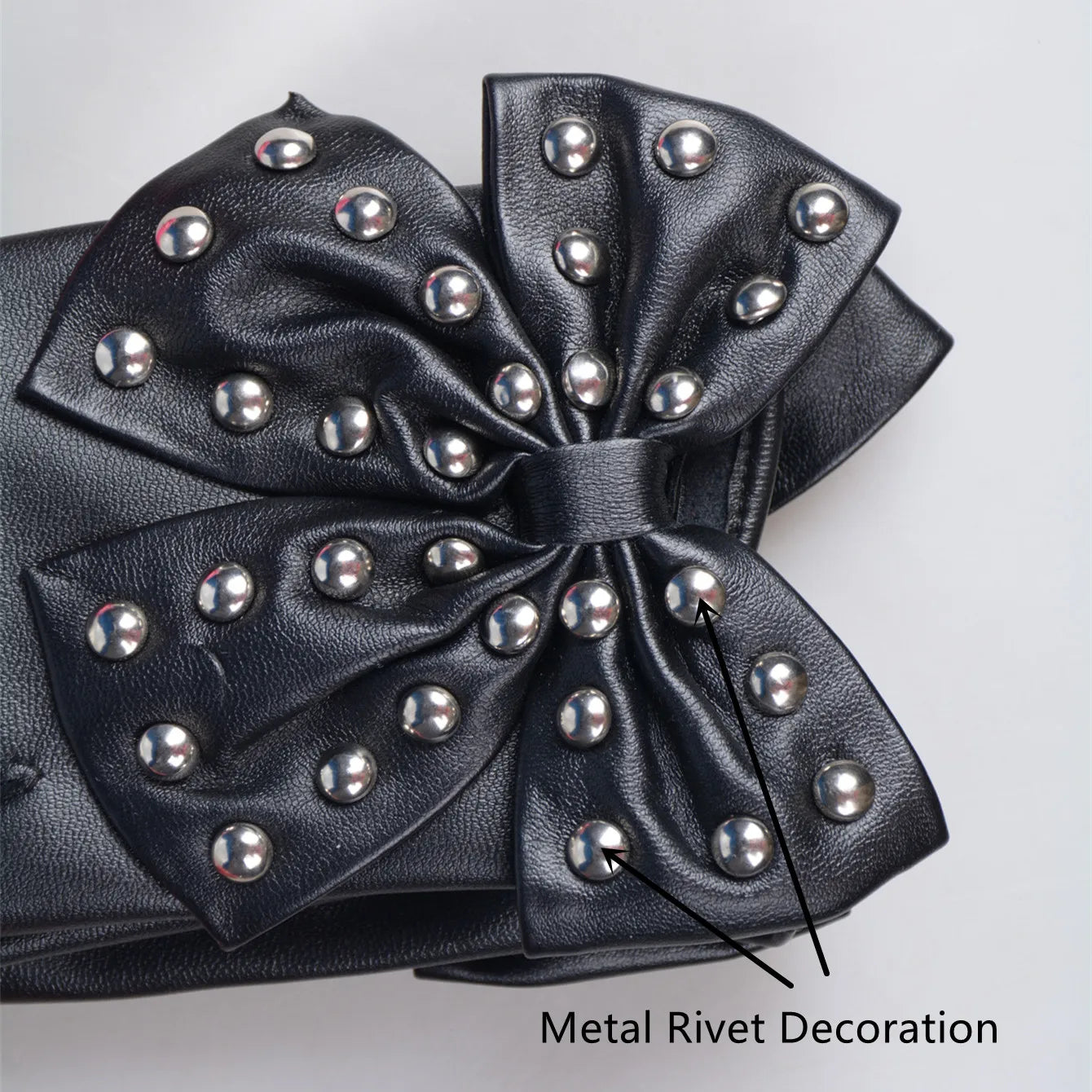 Women Bow Rivet Gloves