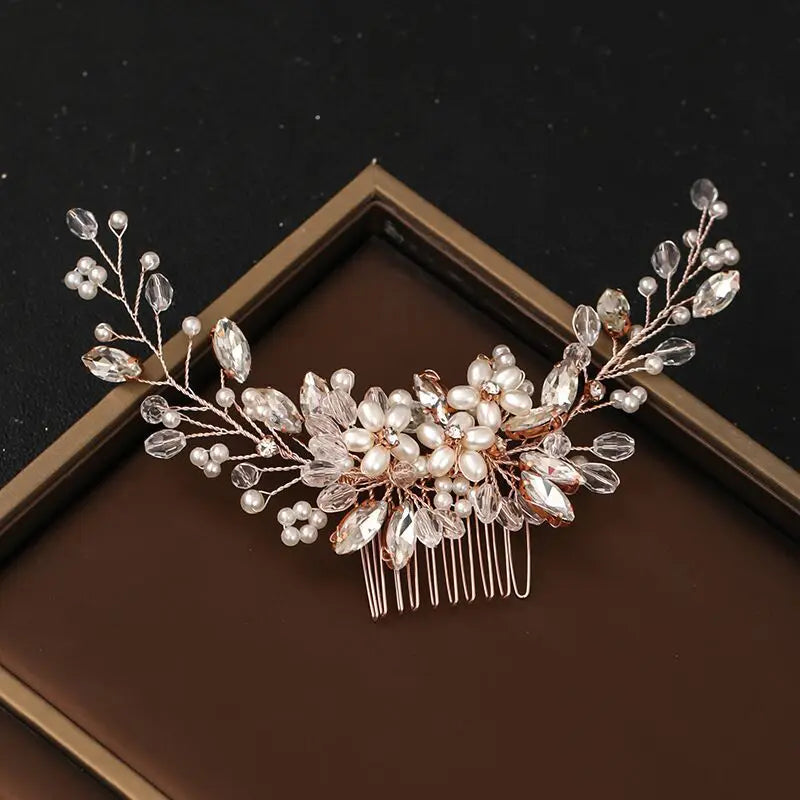 Crystal Rhinestone Flower Pearl Hair