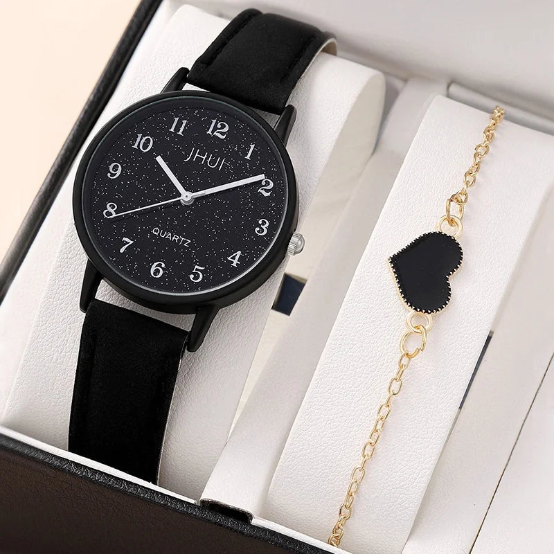 Analog Wristwatches Heart Bracelet Set(Without Box)