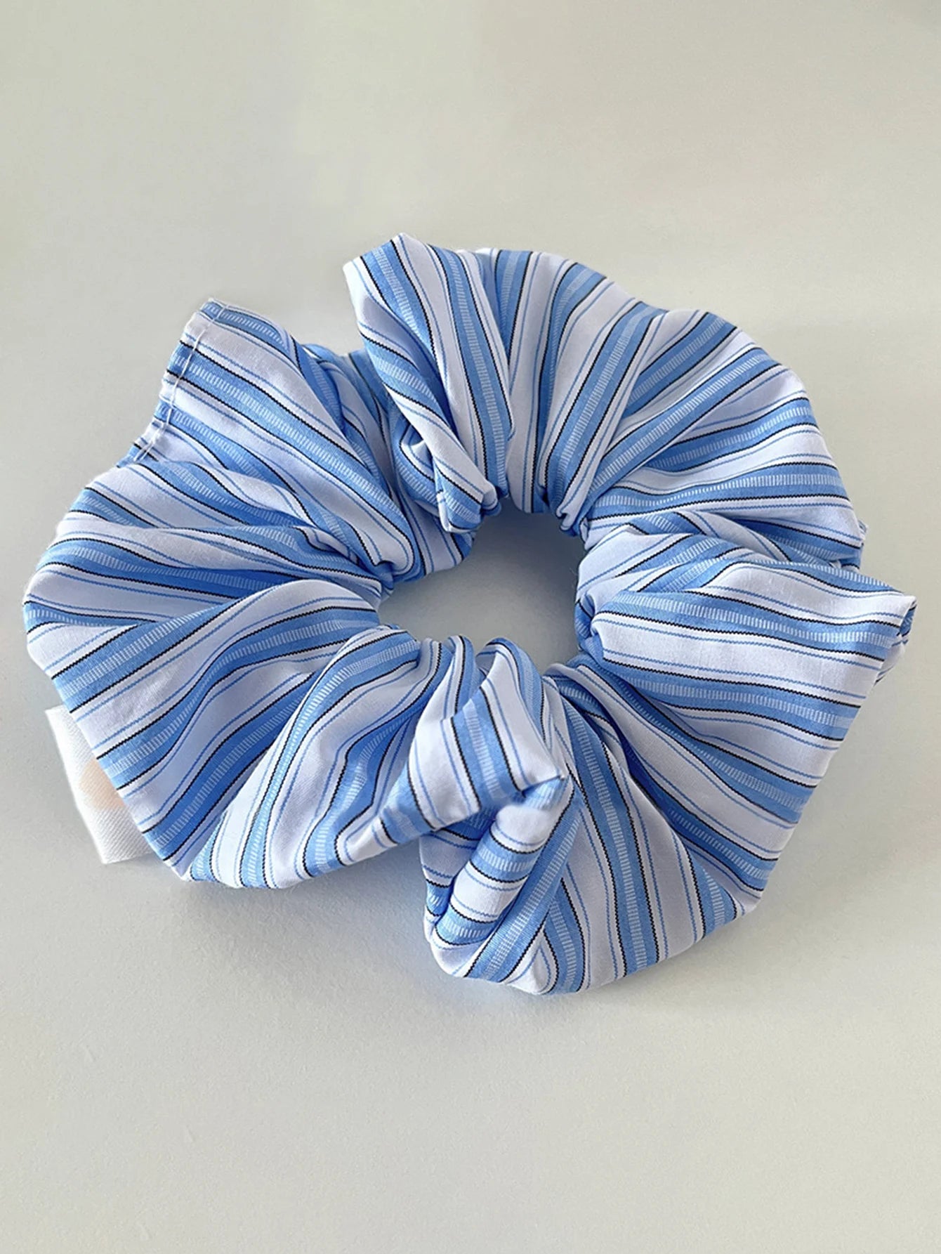 New Scrunchies Striped Blue Color Large Size Hair Ties