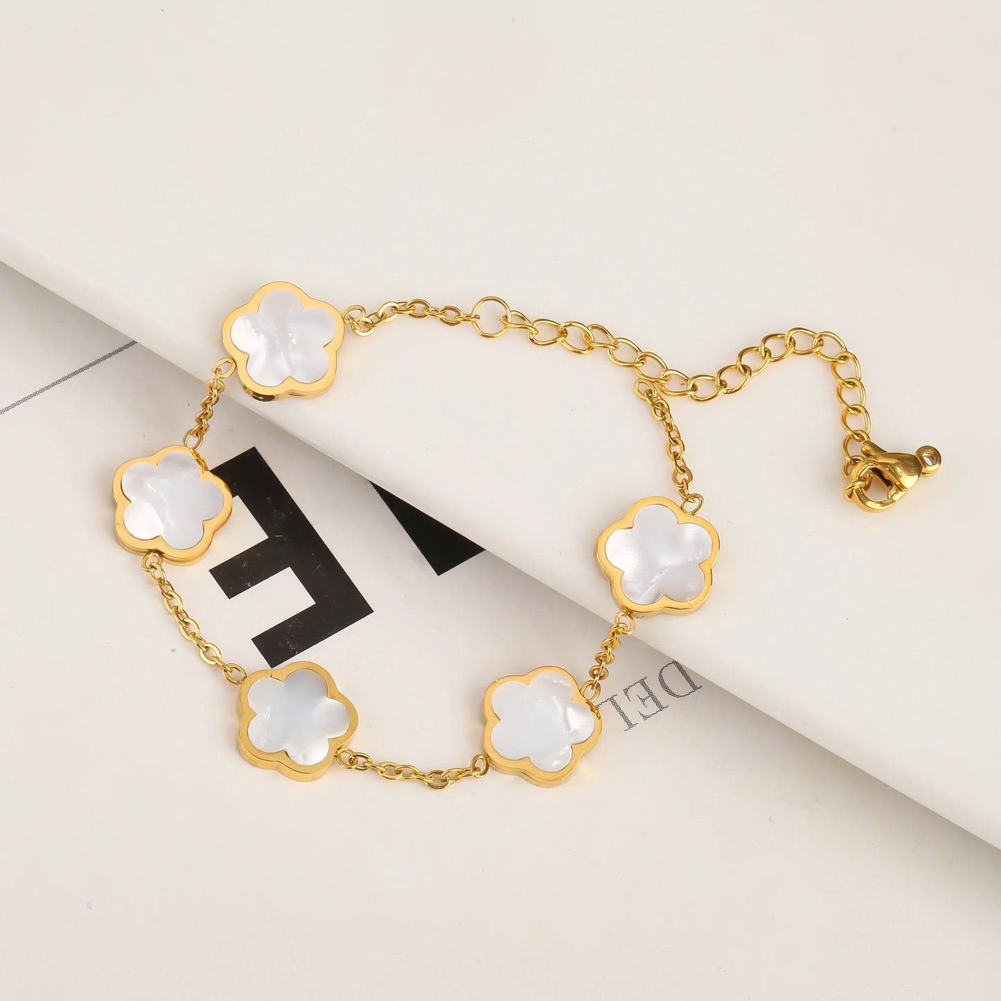Adjustable New Design Gold Plated Stainless Steel 316L Plant Flower Bracelet