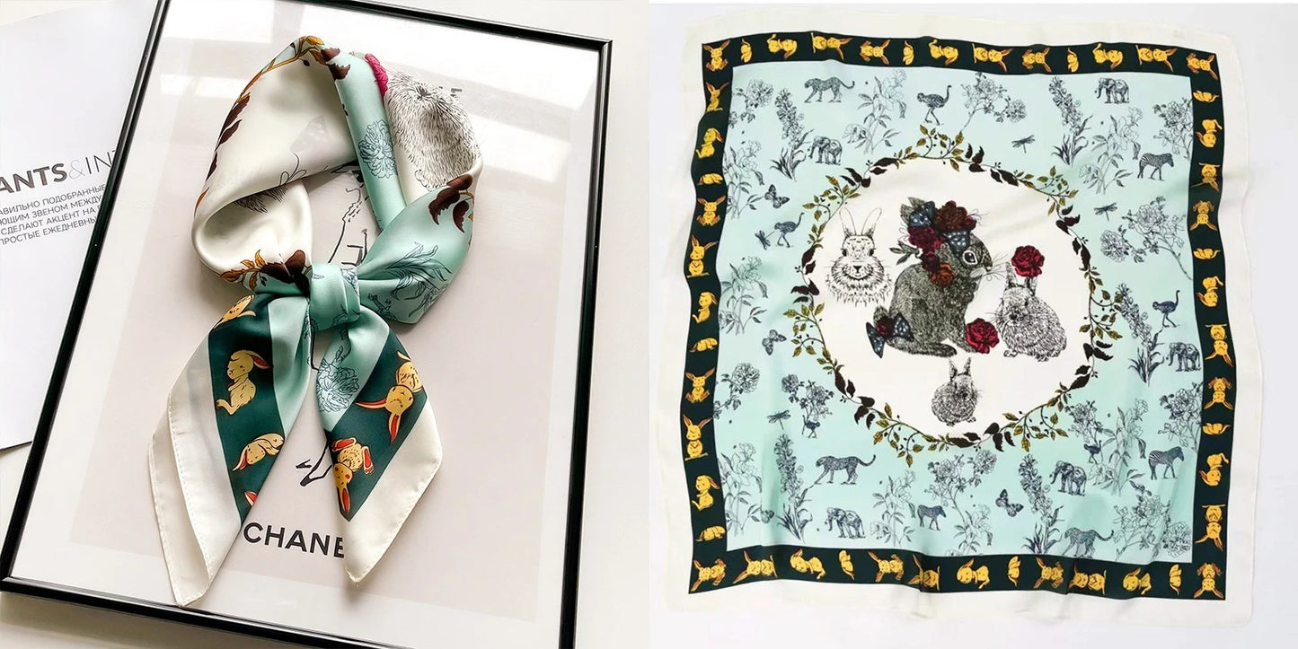 Floral Print Silk Square Scarf
