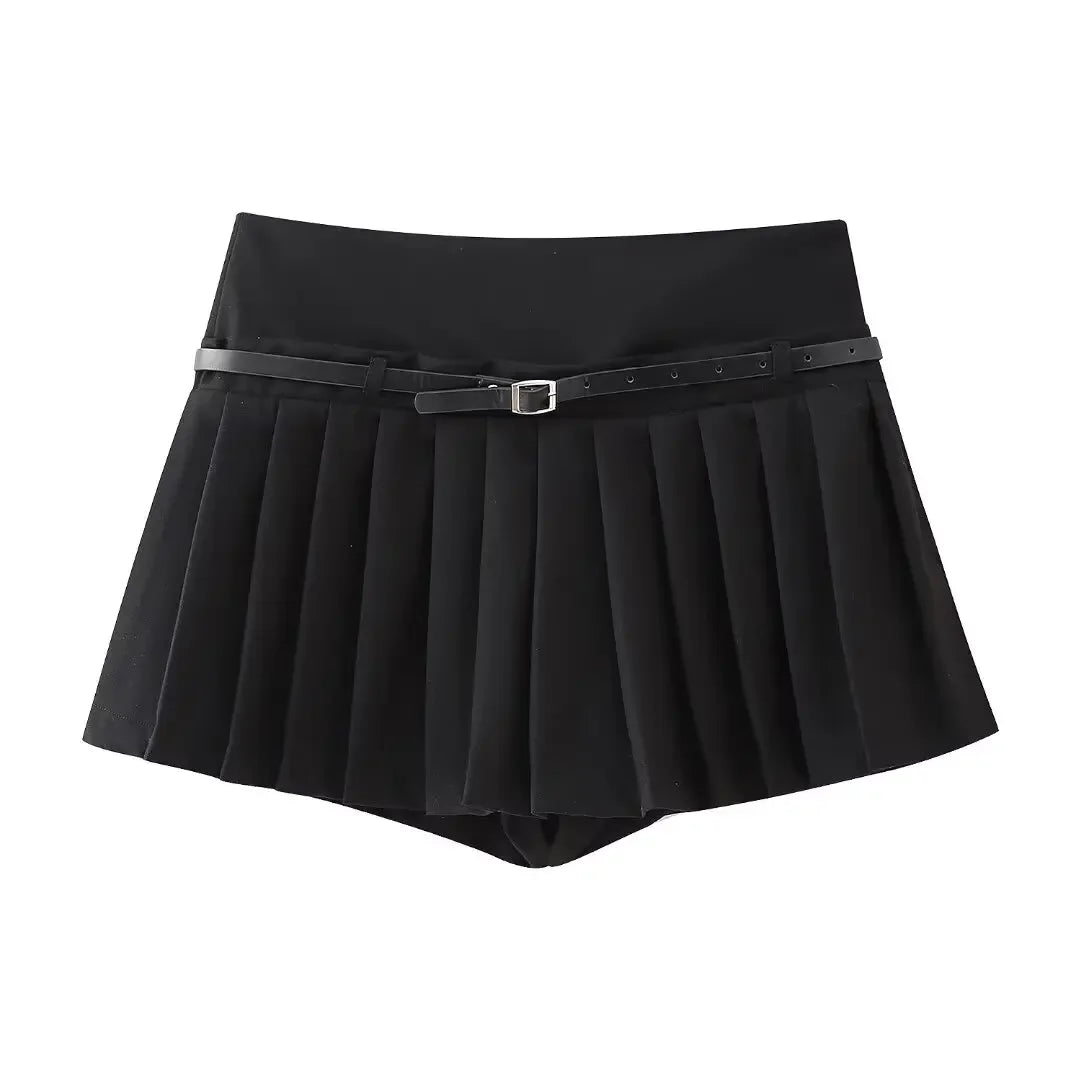Side Zipper Mini Skirts Shorts Vintage High Waist