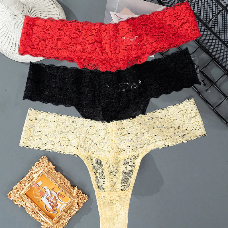 3PCS Lace Floral Women Panties