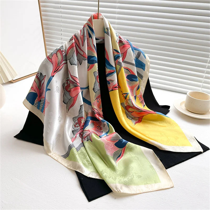 90*90Cm Square Scarf Twill Silk Bandana Pashmina