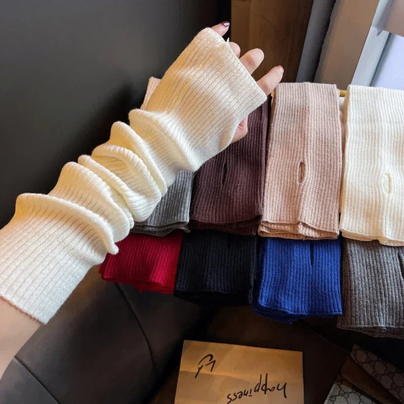 Knitted Arm Warmer Long Fingerless Gloves