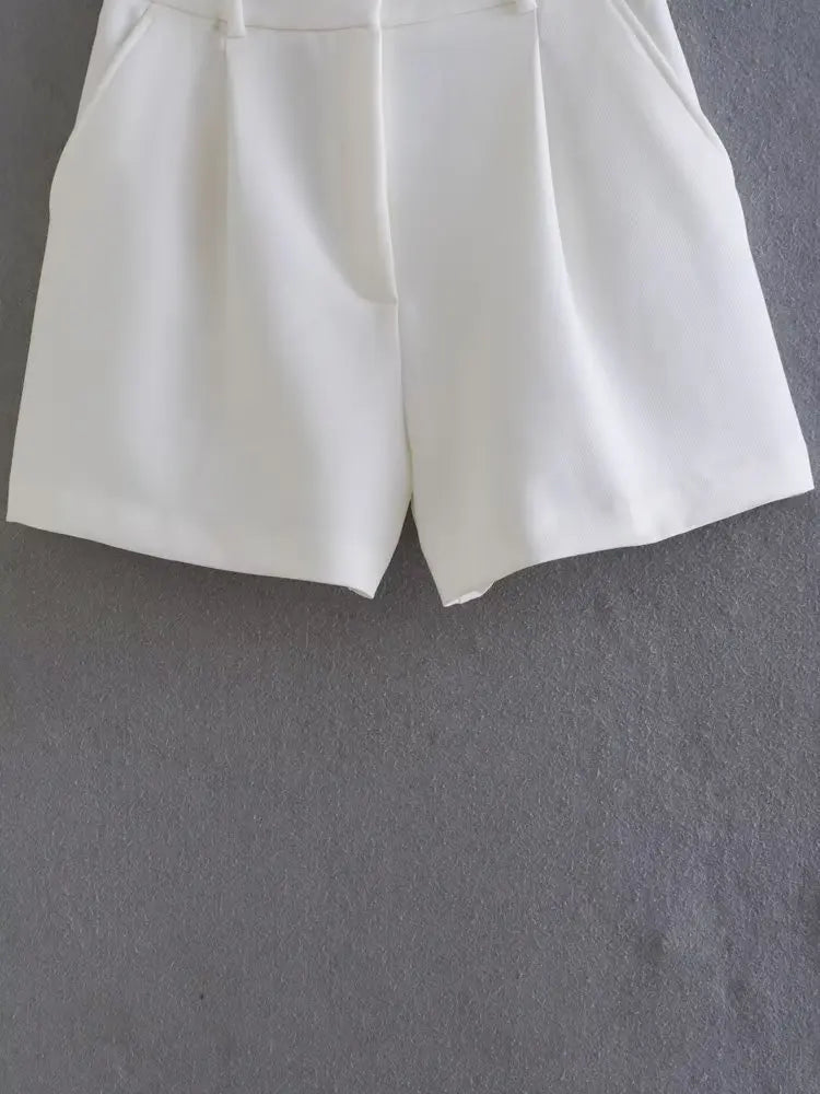 Front Zipper Shorts Vintage High Waist