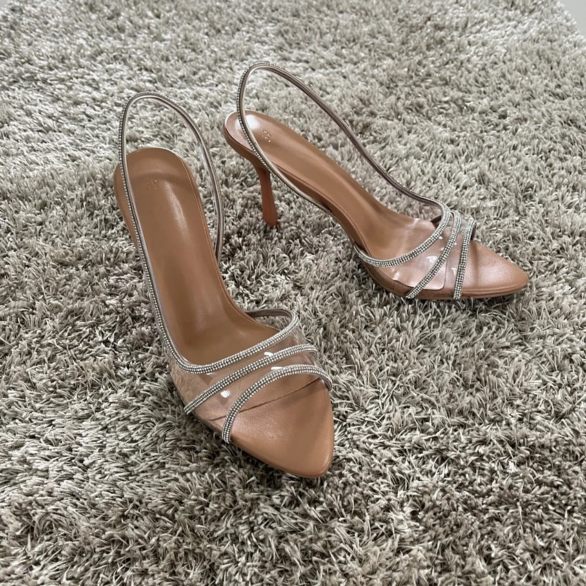 Transparent Heeled Sandals Elegant Pointed Toe