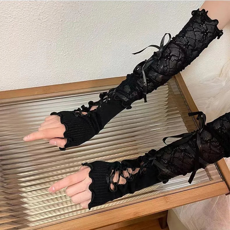Elastic Passion Lolita Gothic Fingerless Retro Gloves