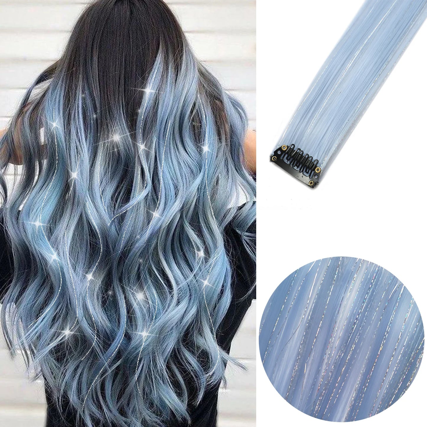 6pcs/pack Colored Party Highlights Clip in Hair Extensions