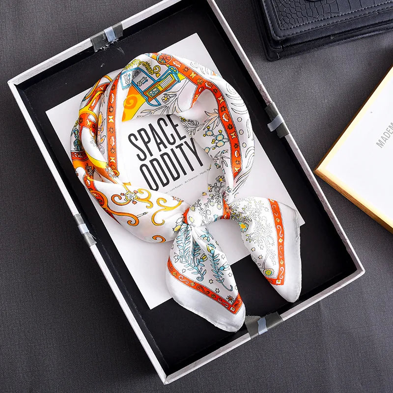 Floral Print Silk Square Scarf