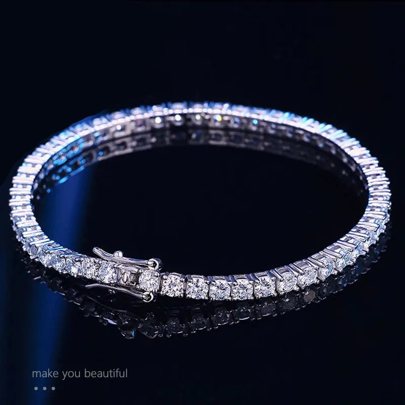 3mm 4mm Moissanite Tennis Bracelet Full Diamond