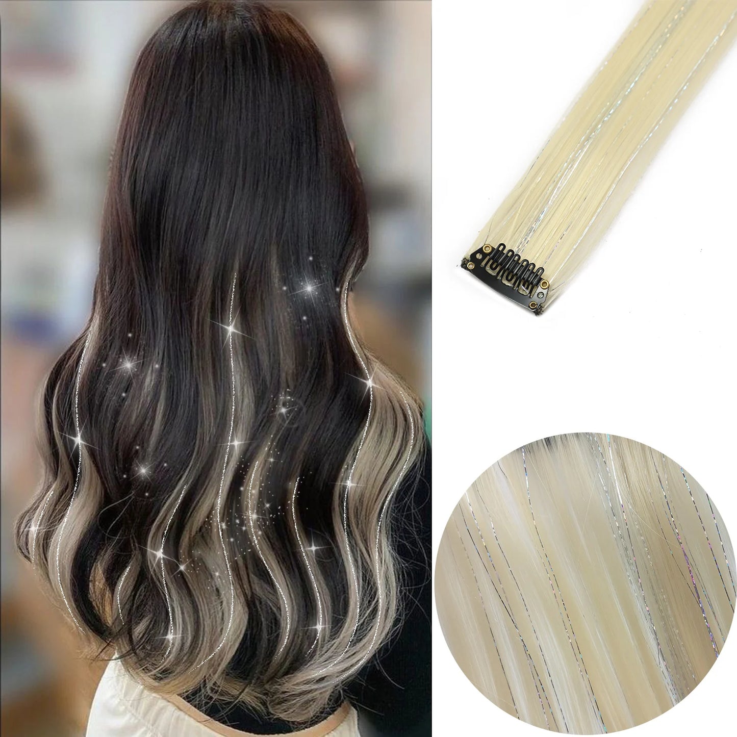 6pcs/pack Colored Party Highlights Clip in Hair Extensions