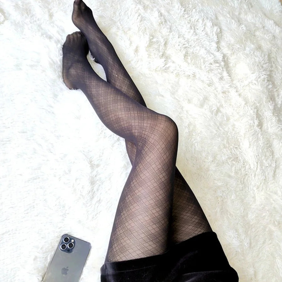 Sexy Black Houndstooth Stockings Women Tights