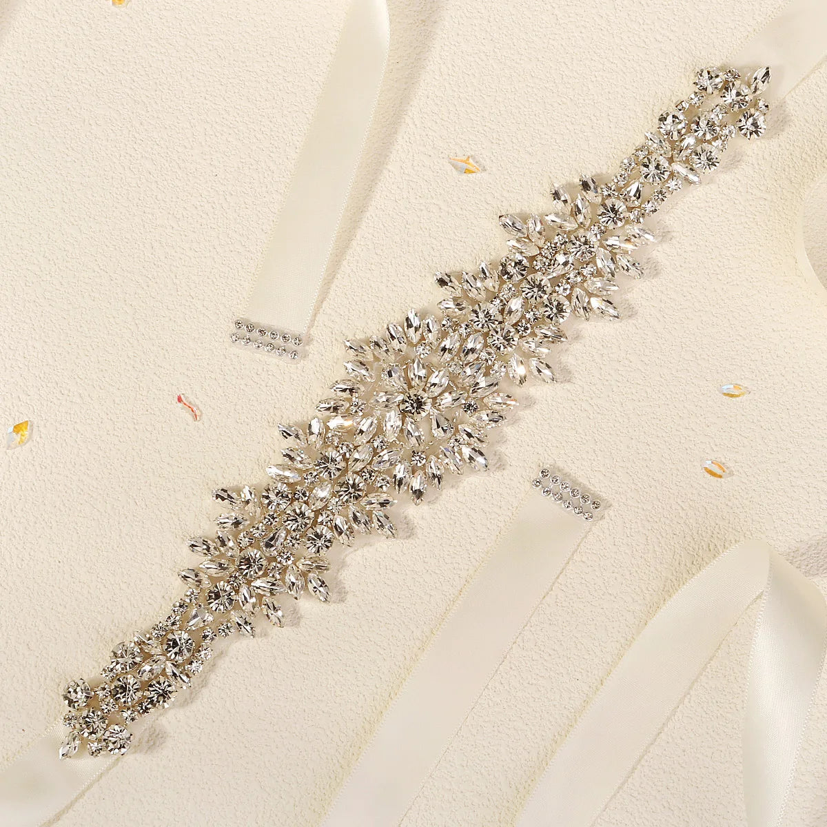 Silver Bridal Wedding Waistband Sparkling Crystal