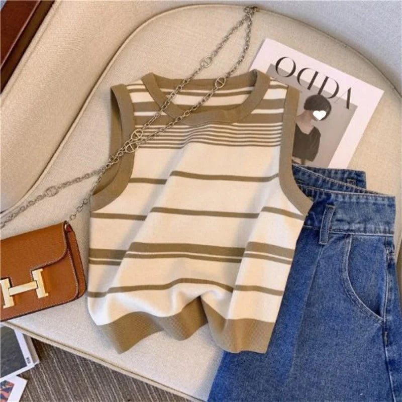 French off-shoulder short sleeveless top