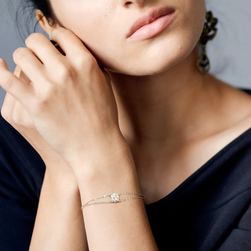 925 Sterling Silver Certified Double Chain Bracelets