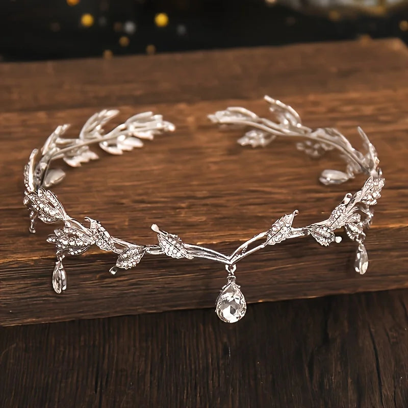Vintage Fairy Crown Tiaras Crystal Leaves