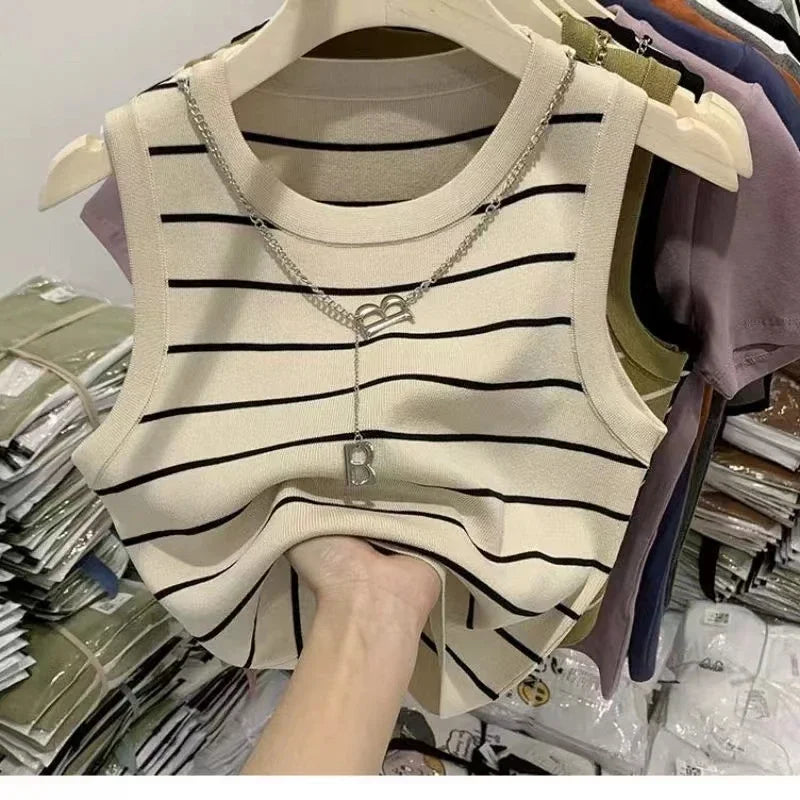 Stretch Vest Basic Versatile Short Top
