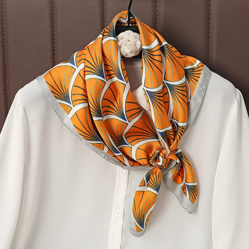 Print Satin Silk Square Scarf