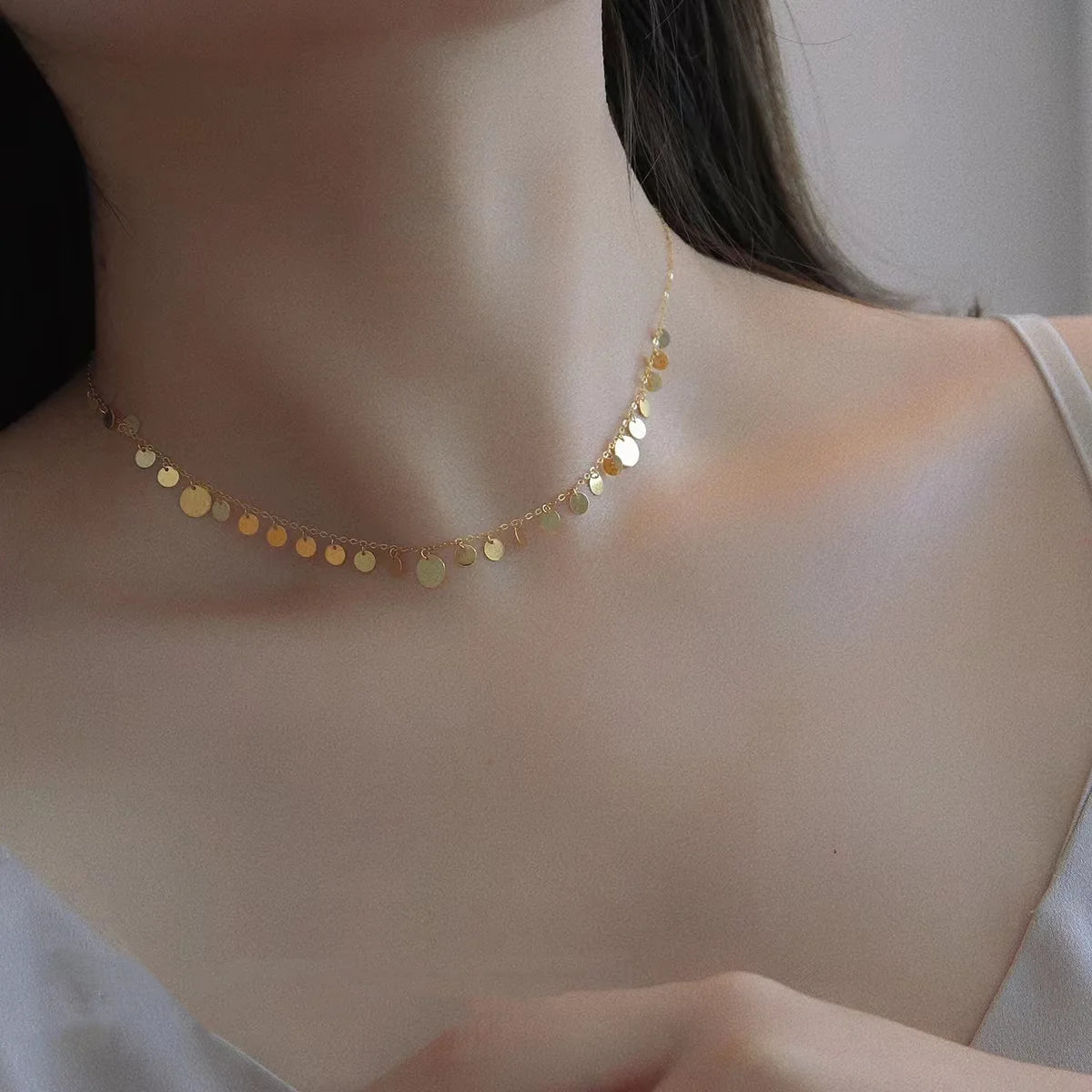 Real 18K Gold Circular Necklace