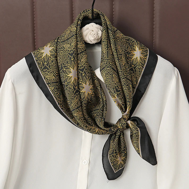 Print Satin Silk Square Scarf