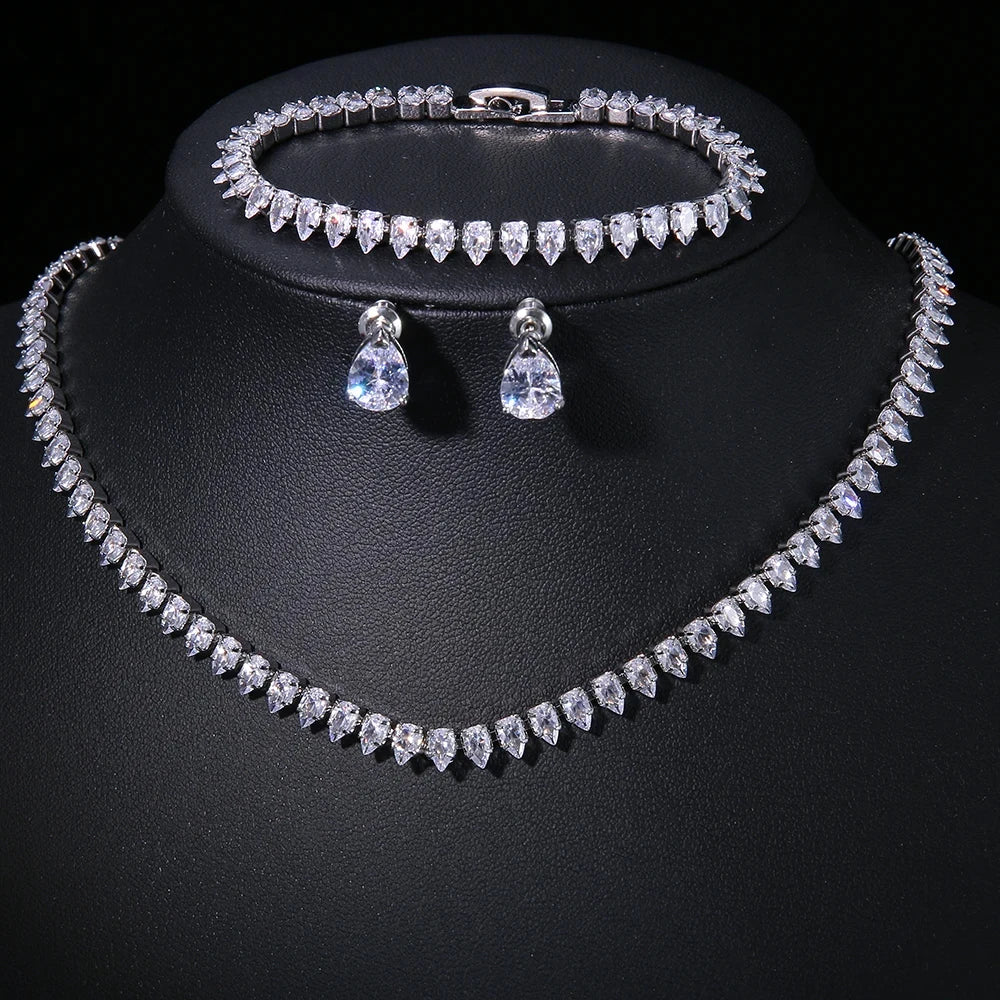 Bridal Necklace Earrings Party Jewelry Set for Women