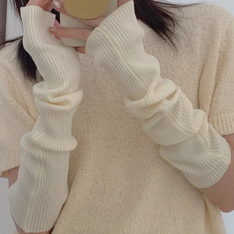 Knitted Arm Warmer Long Fingerless Gloves