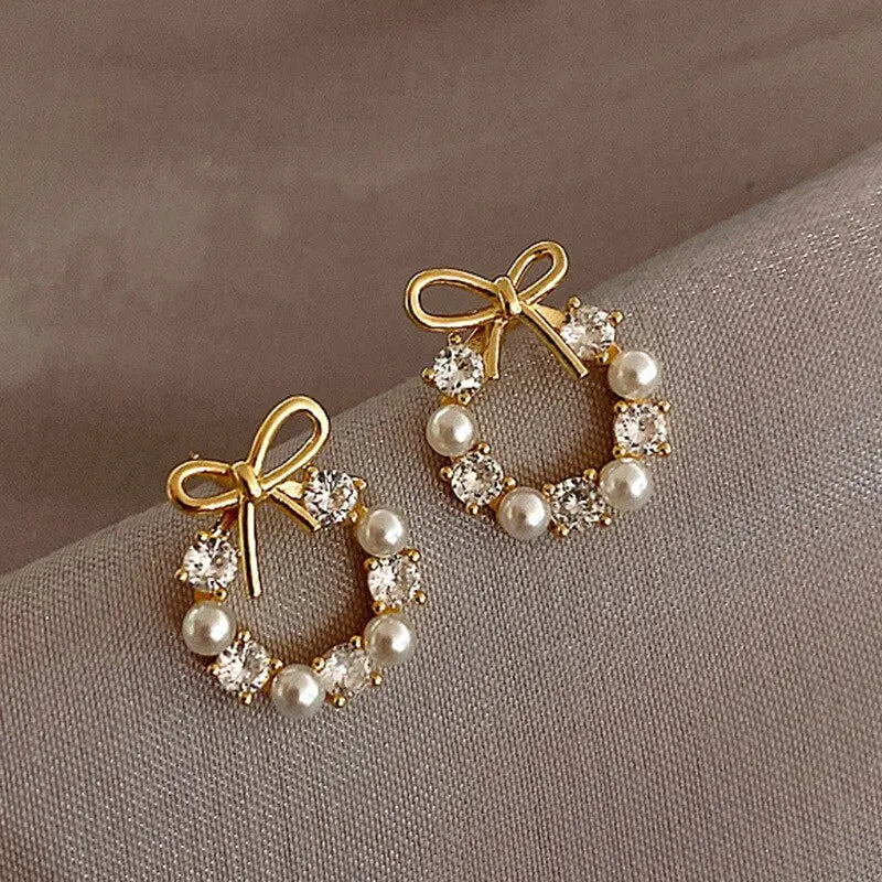 Minimalist Round Bow Knot Earrings