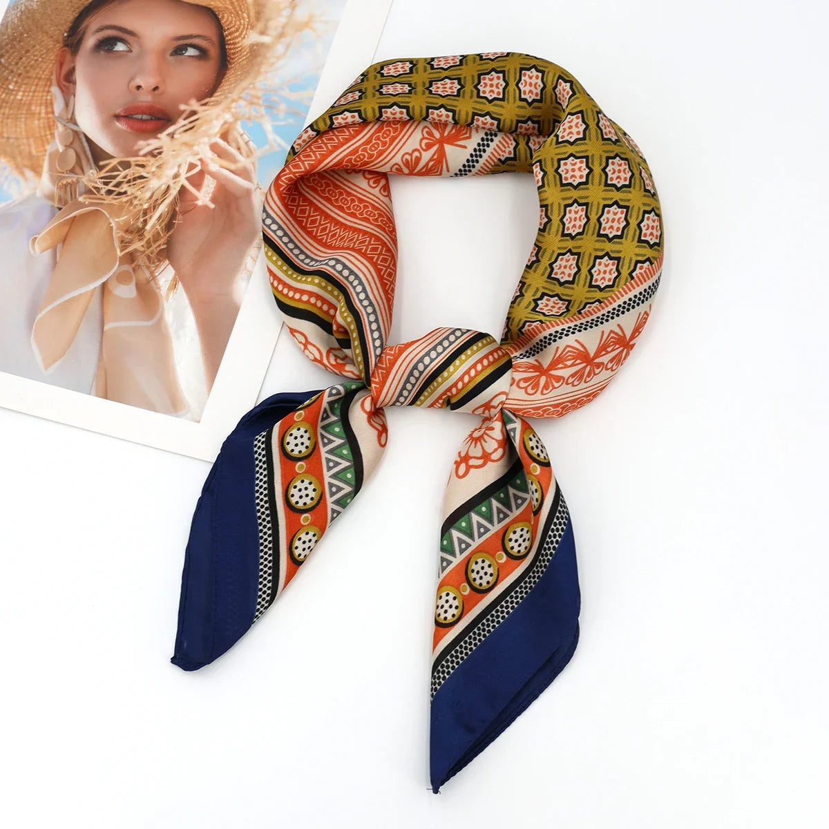 Luxury Design Print Silk Square Scarf