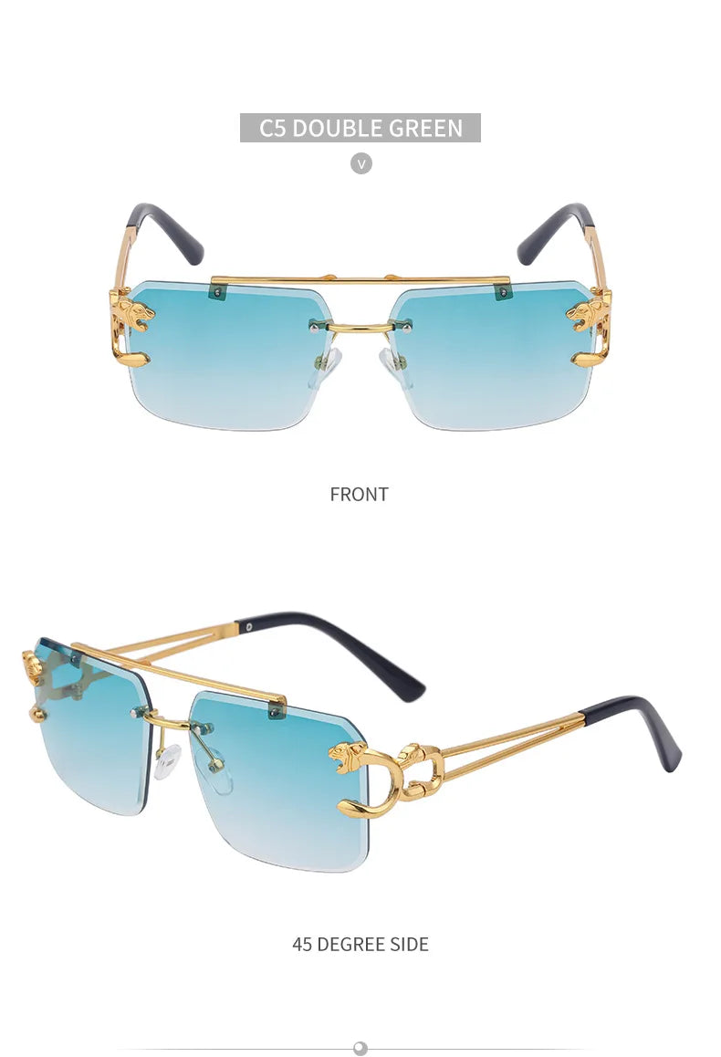 Fashion Metal Leopard Rimless Sunglasses