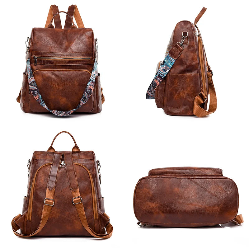 3-in-1 Women Backpacks Vintage Female Shoulder Bags