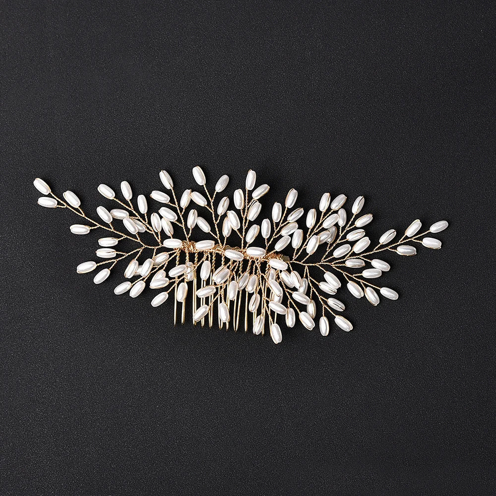 Crystal Pearl Hair Comb Clip Pin