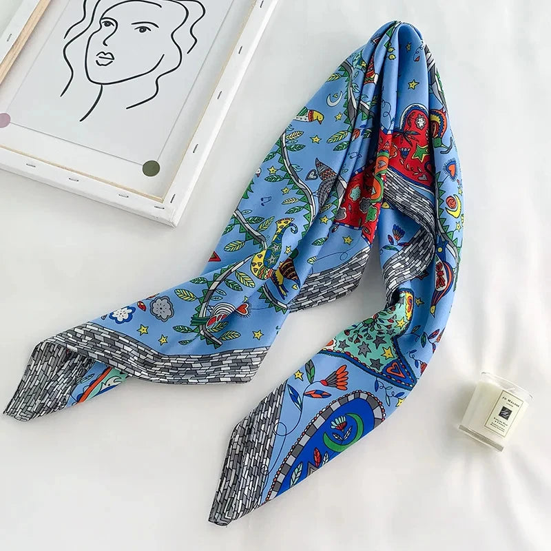 90*90Cm Square Scarf Twill Silk Bandana Pashmina