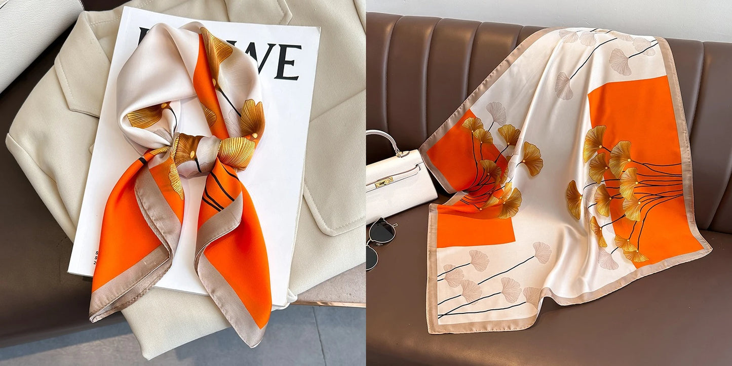 Floral Print Silk Square Scarf