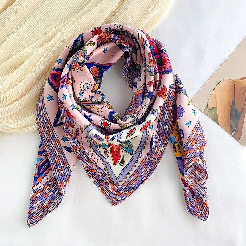 90*90Cm Square Scarf Twill Silk Bandana Pashmina