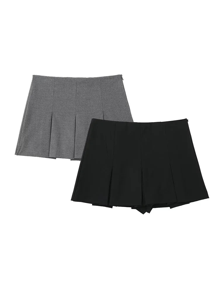 Side Zipper Skirts Shorts Vintage High Waist