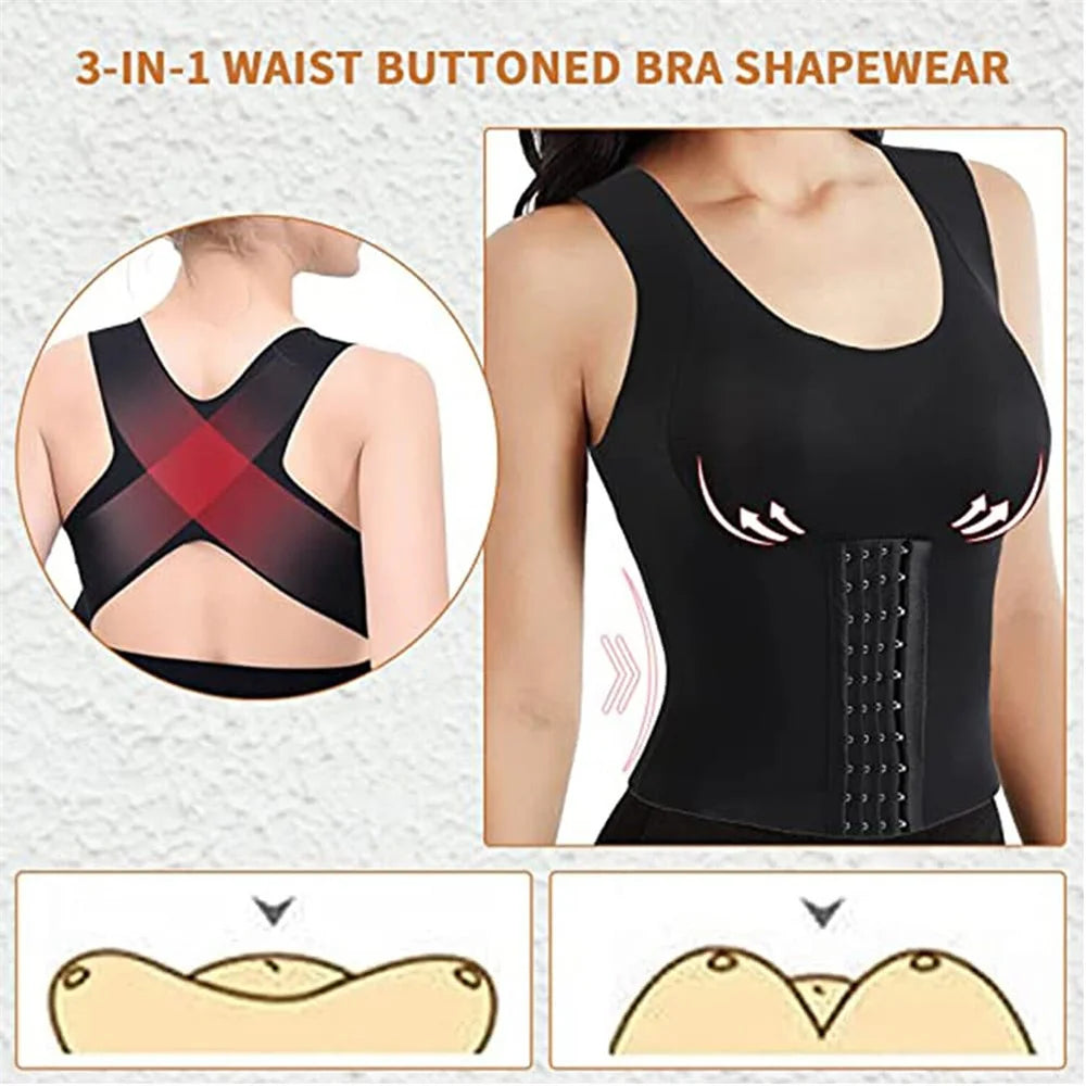 Women's 3 In 1 Waist Button Bra
