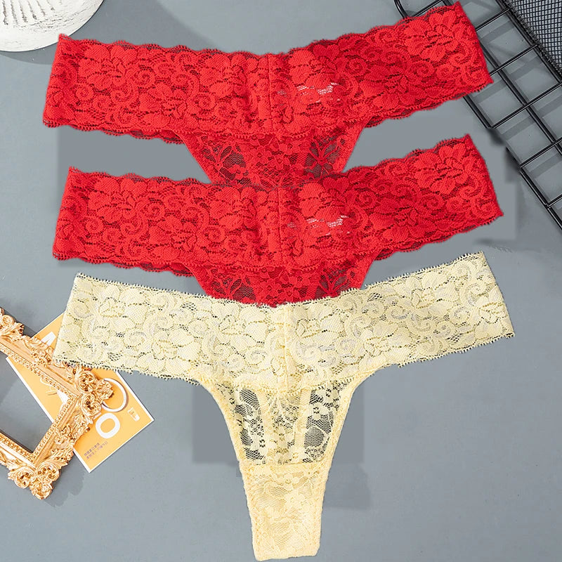 3PCS Lace Floral Women Panties