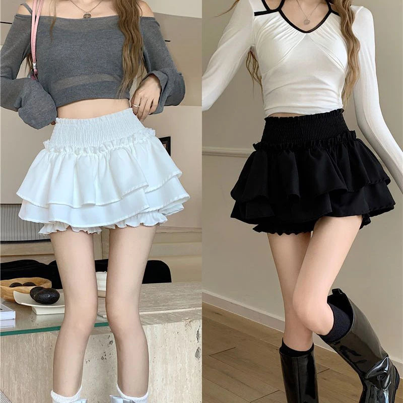 Mini Skirt Cute Sexy Balletcore Elastic High Waist